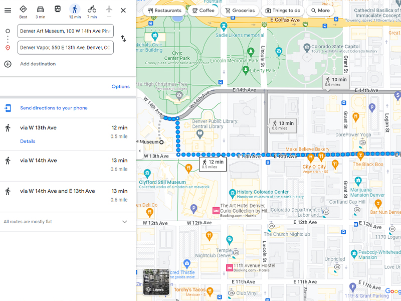 Direction guide lines on Google Maps